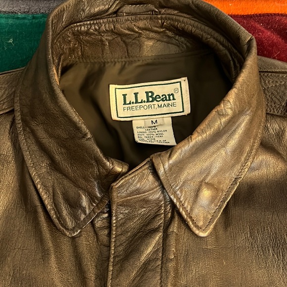 Vintage LL Bean Leather Bomber Jacket (Medium) - Picture 2 of 3